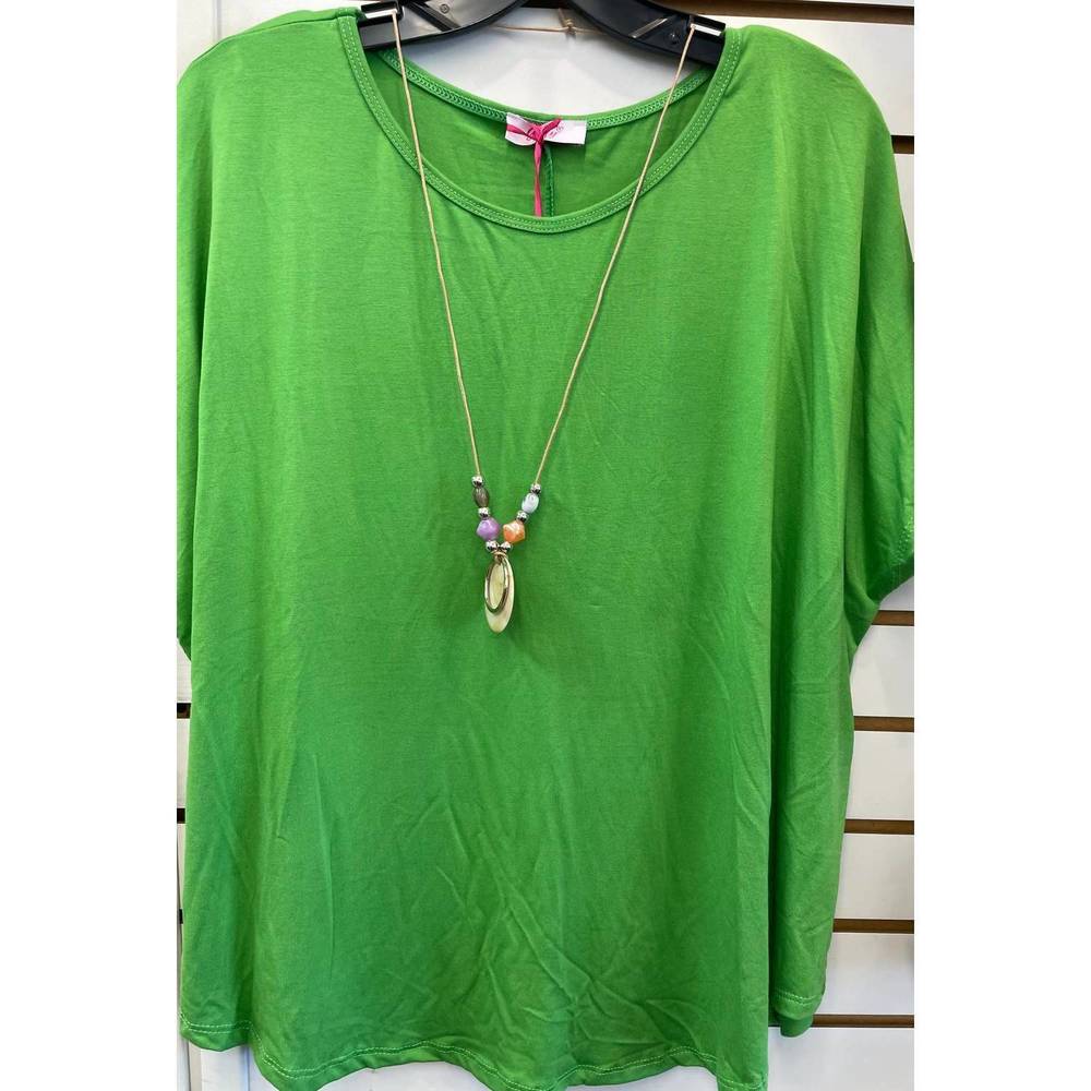 NEW YOLLY woven tee with necklace in lime